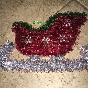 Tinsel Sleigh Christmas Decoration